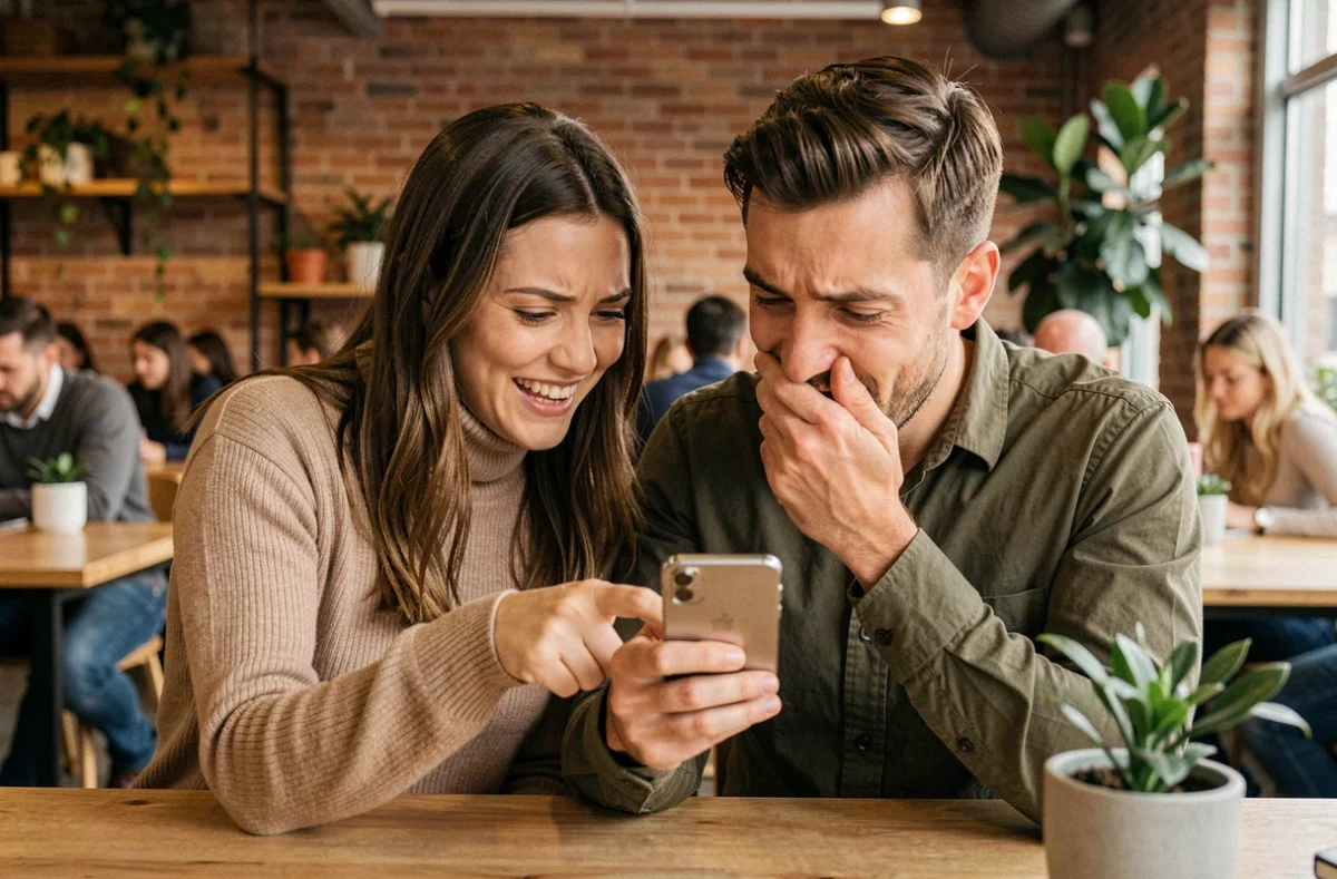 Deux collègues échangeant sur la signification d'un emoji maladroit reçu dans un message professionnel