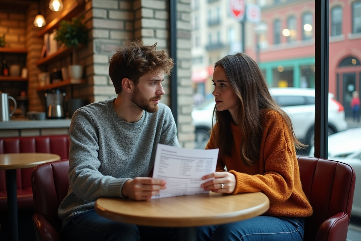 Jeune couple discutant d