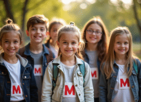Enfants français portant des noms commençant par M dans un parc