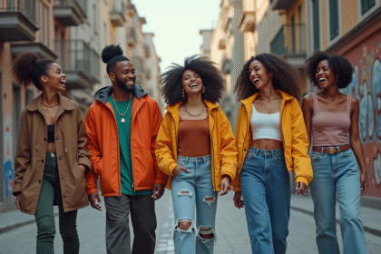 Groupe de jeunes en streetwear dans la ville en journée