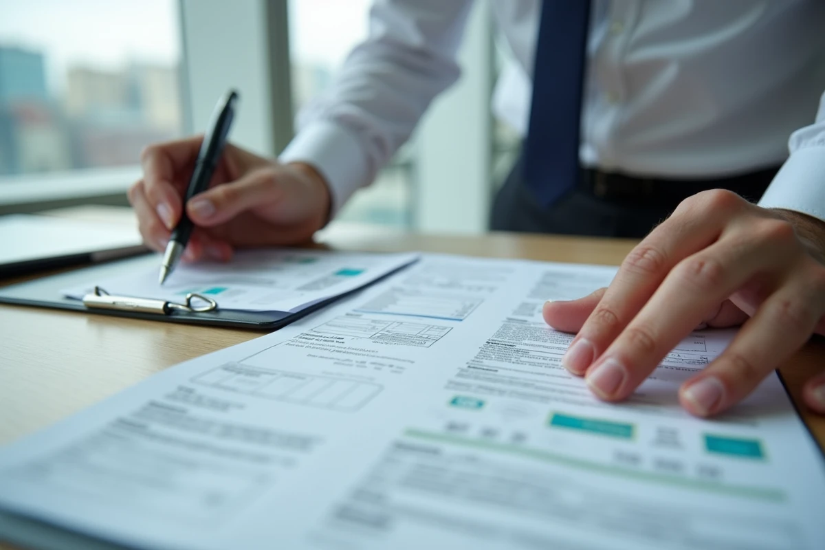 Homme arrangeant des papiers dans un bureau professionnel