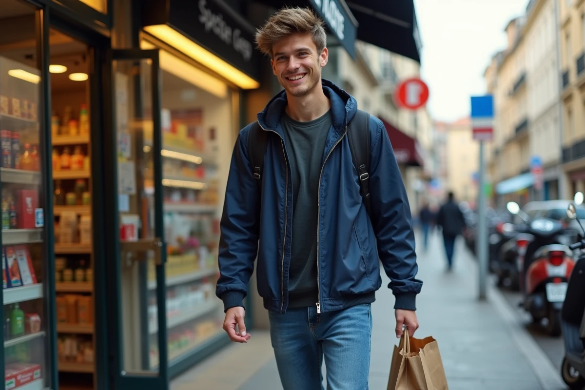 Jeune homme sortant d