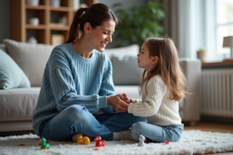 Maman et sa fille dans un cadre familial chaleureux